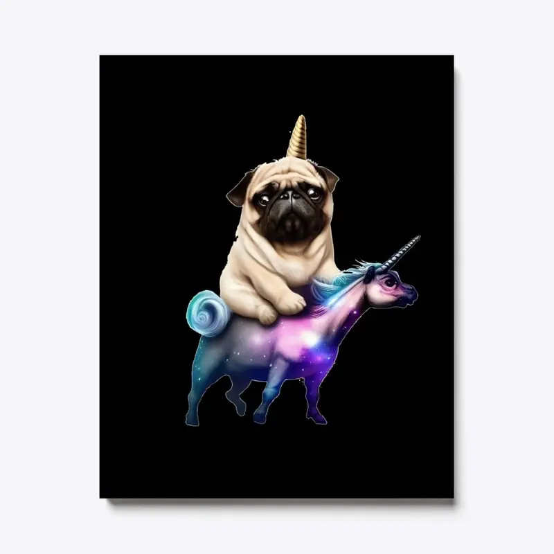 Pugacorn Riding Cosmic Unicorn