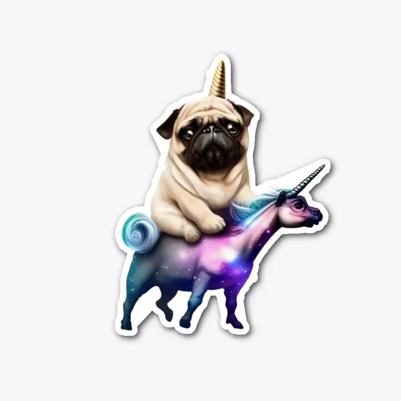 Pugacorn Riding Cosmic Unicorn